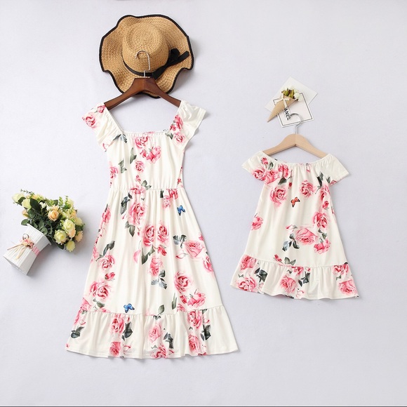 NEW Mommy and Me White Rose Floral Dress - Picture 4 of 7